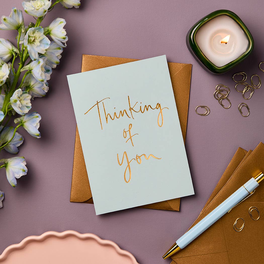 Thinking Of You - Cool blue & Gold Foil