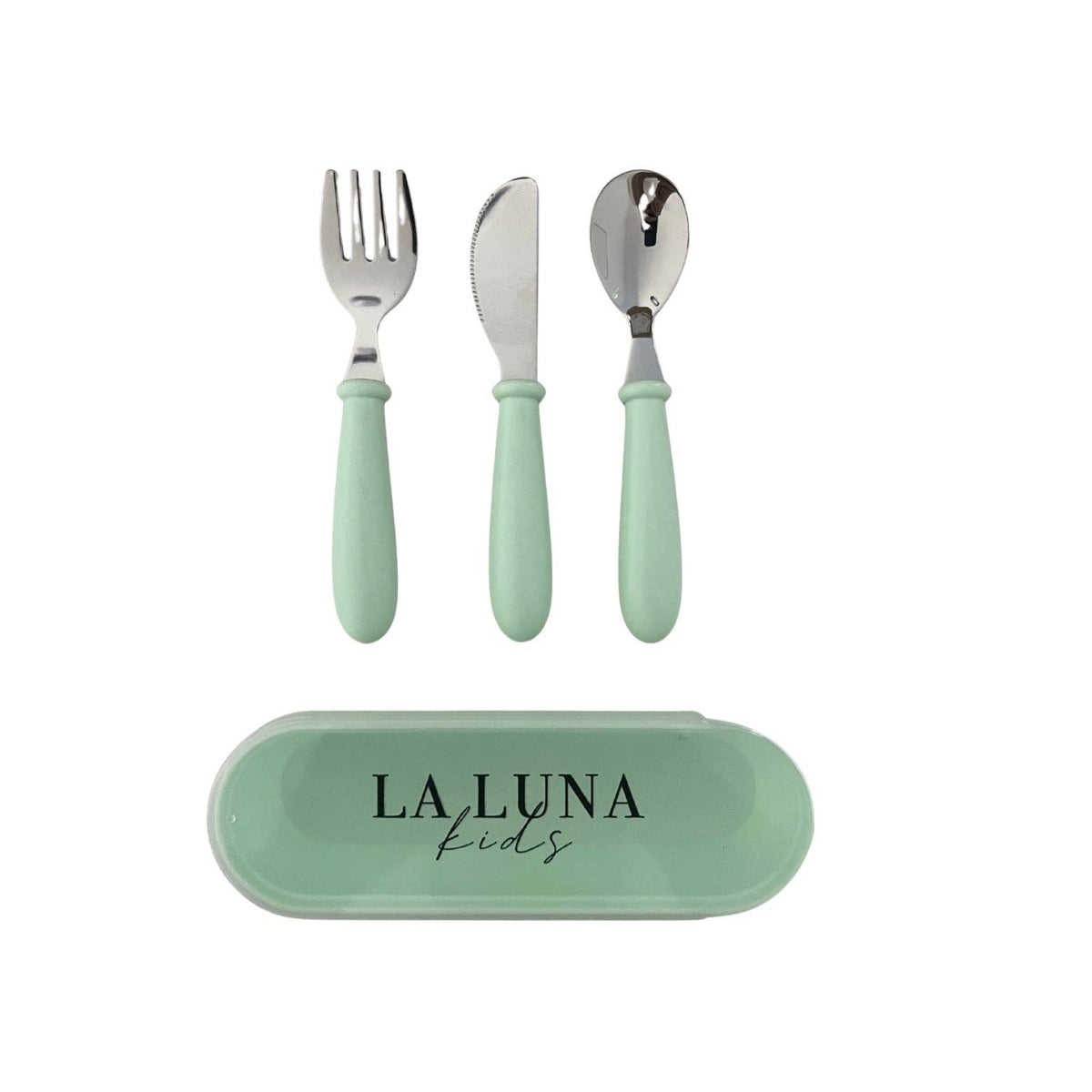 Fork, Knife & Spoon Set Green -- La Luna Kids