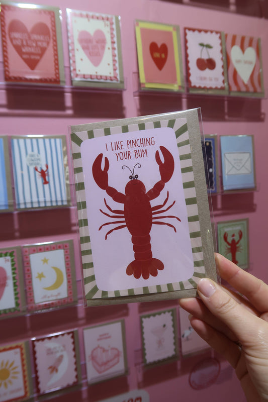 Cheeky Valentine's Day Card | Pinch Your Bum | Lobster Love