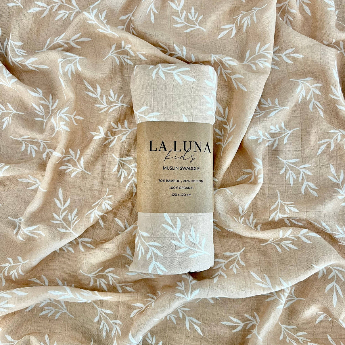Beige Leaf Swaddle - La Luna Kids