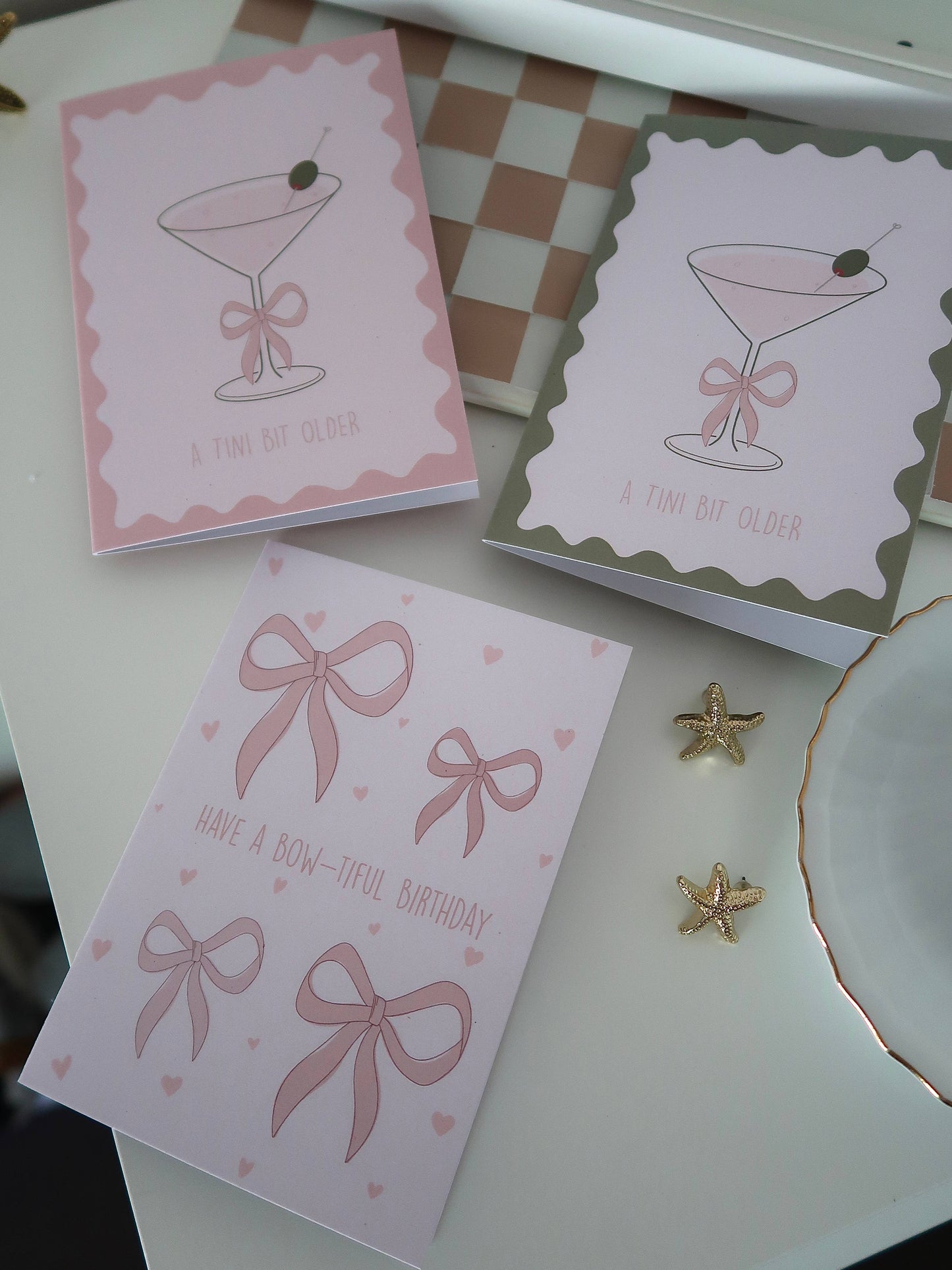 Tini Bit Older Birthday Card | Wavy Green | Martini 