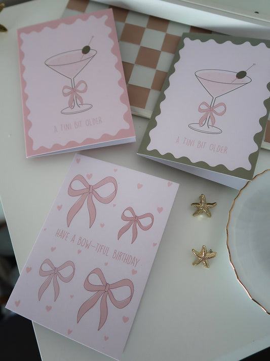 Tini Bit Older Birthday Card | Wavy Green | Martini 