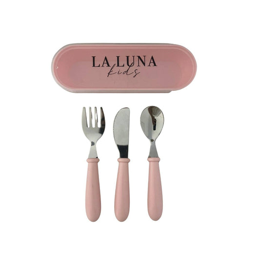 Fork, Knife & Spoon Set Pink - La Luna Kids