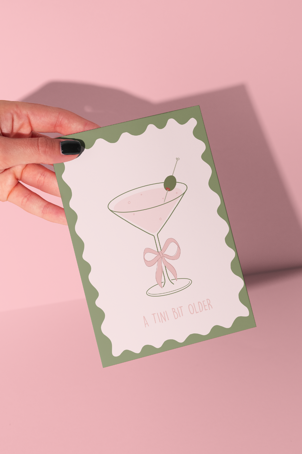 Tini Bit Older Birthday Card | Wavy Green | Martini 
